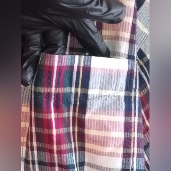 Gant XXL Plaid Short Sleeve Button Down Shirt in Burgundy Navy White Seersucker - Picture 3 of 5